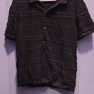 Old Navy Men's Dark Textured Button Down Shirt